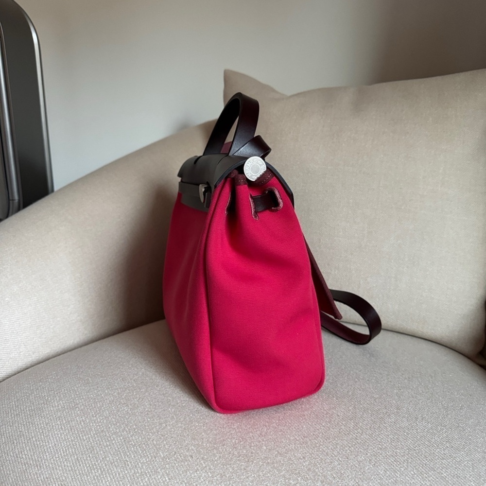 Hermes Herbag Zip 31 Bag Rose Shocking Berline Canvas - Picture 5 of 12